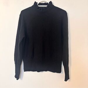 J.Crew NWT Ruffled Mock Neck Wool Blend Sweater – Black – Size M
